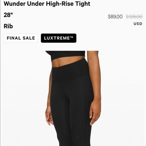 Lulu Wonderunder Pant! Size 8